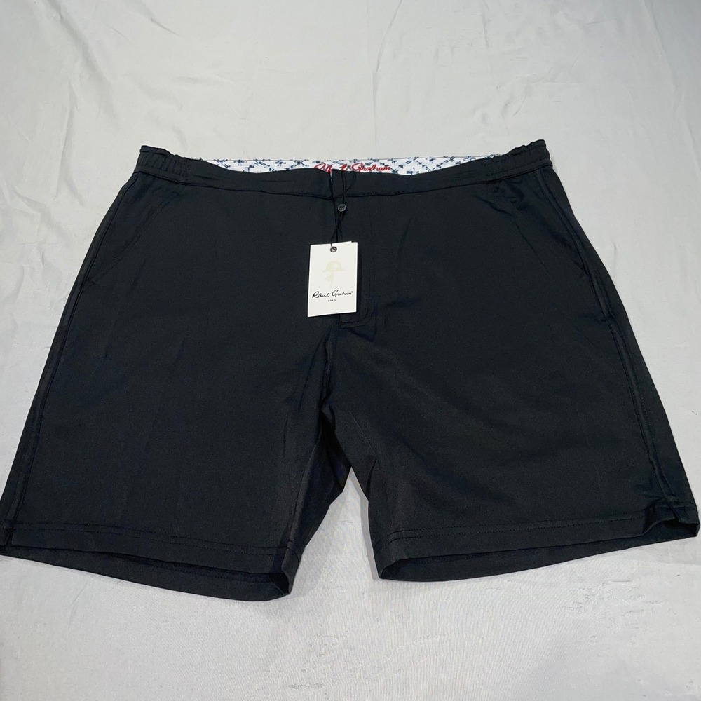 Robert Graham Mens Black Performance Shorts Mesh Lined Stretch Size L
